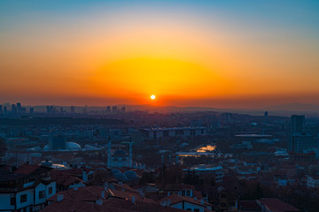 Cityscape view from Ankara Castle in the sunset, Ankara/Turkey