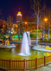 Fototapeta na wymiar Ankara, Turkey/ February 17 2019: Kugulu Park which is a popular place. Kugulu Park in the night, long exposure