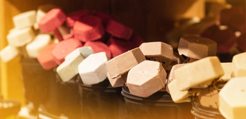 Shop cosmetic handmade soap. Fresh makeup samples. The concept of spa and relaxation