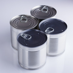 Canned corn in a iron can on white background