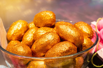 Shop cosmetic handmade bombs and bubble bath different colors. The concept of Spa and relaxation