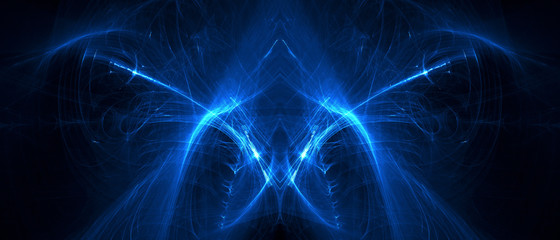 blue circular wave glow. kaleidoscope lighting effect.