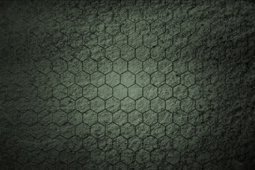 dark green hexagon background and real texture for material design. 3d illustration.
