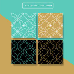 Trendy abstract geometric seamless pattern collection. Turquoise and gold color. Vector eps10 editable.
