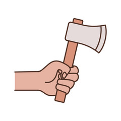 hand with ax tool isolated icon