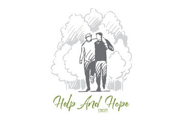 Bandage, care, help, injury, leg concept. Hand drawn isolated vector.