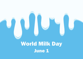 World Milk Day vector. Flowing milk vector illustration. Flowing milk drops on a blue background vector. Important day
