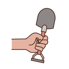 hand with shovel tool isolated icon