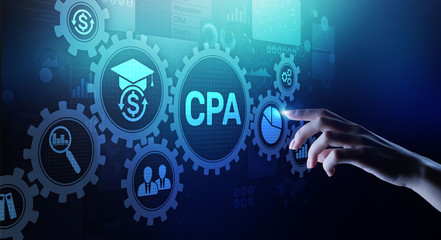 Fototapeta na wymiar CPA Certified Public Accountant Audit Business concept on virtual screen.