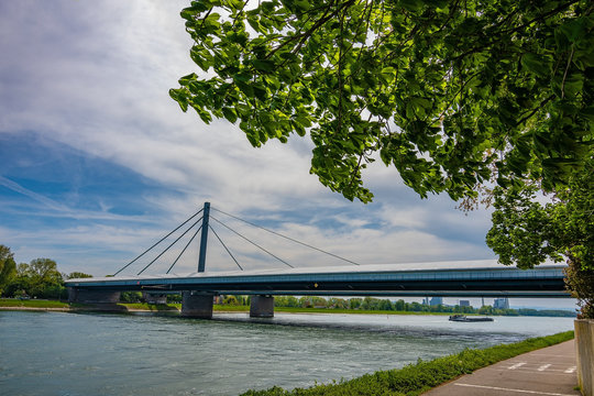 Roofed Rheinbr&uuml;cke while it is refurbished, Karlsruhe, Germany, April 2019