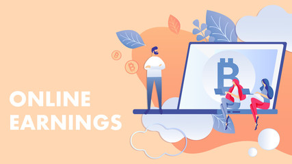 Virtual Money, Online Earnings Vector Illustration