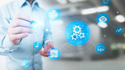 Automation of business and industrial manufacturing process. Technology innovation and software...