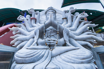 Guanyin statue at Golden triangle in Thailand .The Golden Triangle designates the confluence of the...