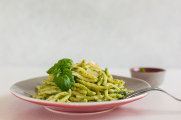 Trofie al pesto - italian pasta with pesto.