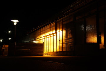 light on a greenhouse