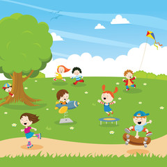 Obraz na płótnie Canvas Kids Enjoying The Park