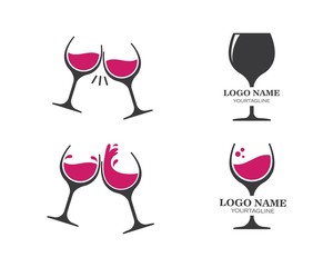 wine glasses toasting logo icon vector - obrazy, fototapety, plakaty