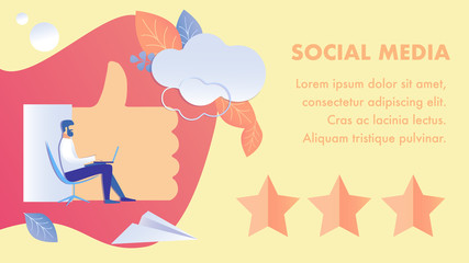 Social Media Feedback Flat Banner Vector Template