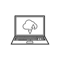 Laptop with cloud loading sign