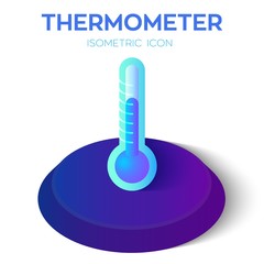 Thermometer. Thermometer 3D isometric icon. Temperature symbol. Created For Mobile, Web, Decor, Print Products, Application. Perfect for web design, banner and presentation. Vector Illustration.