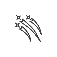 Flying firework stars line icon. linear style sign for mobile concept and web design. Bursting firework outline vector icon. Symbol, logo illustration. Pixel perfect vector graphics