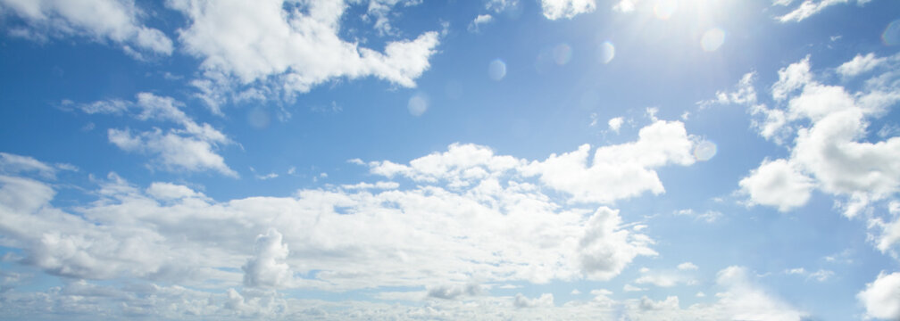 Blue sky clouds background. Beautiful landscape with clouds on sky © artmim