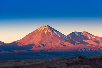 Licancabur volcano at sunset, San Pedro de Atacama, Atacama desert, Chile, South America