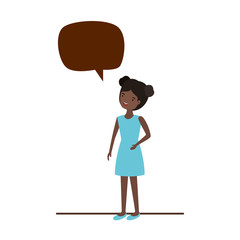 young woman with speech bubble avatar character