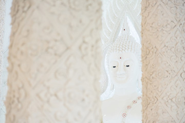 White Buddha statue in Church of Huai Pla Kung Temple.Chiang Rai, Thailand.