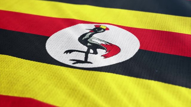 Uganda flag is waving 3D illustration. Symbol of Ugandan national on fabric cloth 3D rendering in full perspective.