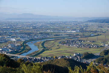 Toyama Plain and Oyabe River - 富山平野と小矢部川