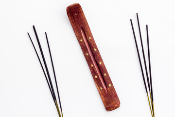 air freshener sticks on white background top view