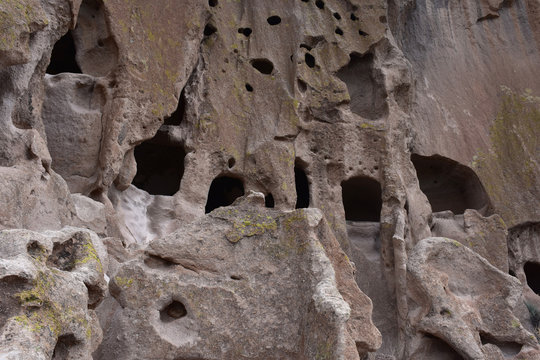 Sandstone Cliff Dwellings with Caves and Caverns Carved Out