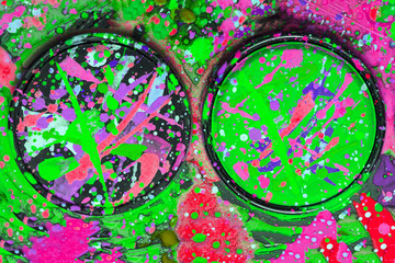 Watercolour paint palette. Colourful paint splash. Artistic background