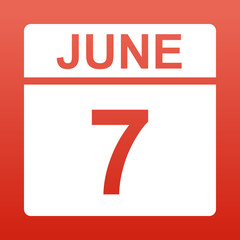 June 17. White calendar on a colored background. Day on the calendar. Red background with gradient. Simple vector illustration.