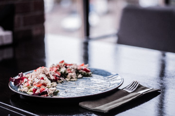 menu salad plate hookah smoke relaxation rest restaurant cafe plate