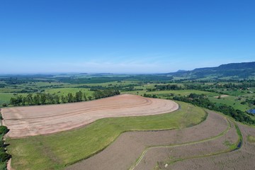 Beautiful rural aerial view. Agribusiness and pasture scene. Great landscape. Agriculcure scene. Farm scenery. Field scene. Countryside scenery.