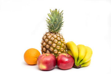 Naklejka na ściany i meble various fruits on a table on a white background