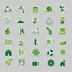 icon environmental and eco-friendly technologies, energy saving, ecological recycling.