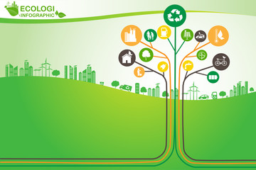 environmental and eco-friendly technologies, energy saving, ecological recycling.