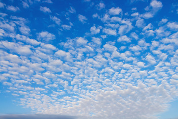 Fototapeta na wymiar Altocumulus clouds on beautiful blue sky cloudy background