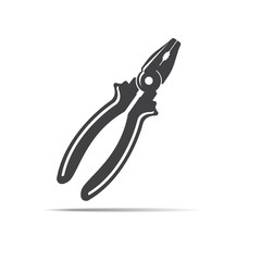 Pliers icon on the white background. Tool isolated icon