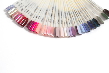 the color of Polish for manicure. design for nails. testers nail Polish.Fashion manicure. Shiny gel lacquer. feminine nail art.Nail art design wheel.Selective focus. Copy space