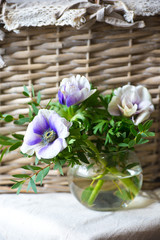  Spring bouquet with ranunculus and anemone in retro style