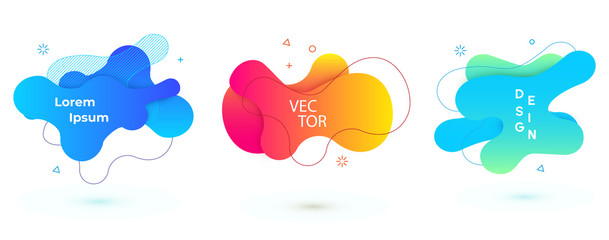 Vector abstract geometric banner set. Trendy liquid round forms. Modern vector template with gradient foг you design. Vector illustrations.