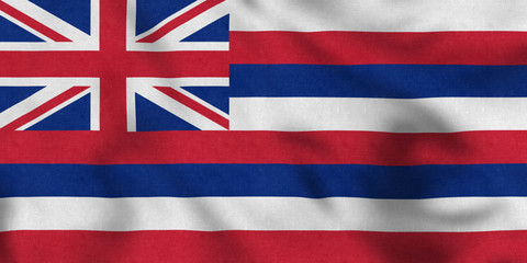 USA Flag of Hawaii gently waving in the wind