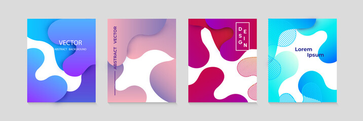 Obraz na płótnie Canvas Vector abstract geometric banner set. Trendy liquid round forms. Modern vector template with gradient foг you design. Vector illustrations.