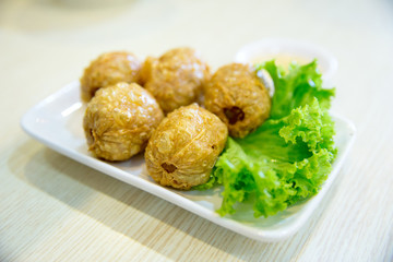 Deep Fried Crab Meat Rolls, focus selective
