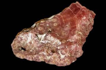 Macro stone cobalt calcite mineral on a black background