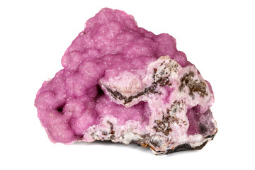 Macro stone cobalt calcite mineral on white background